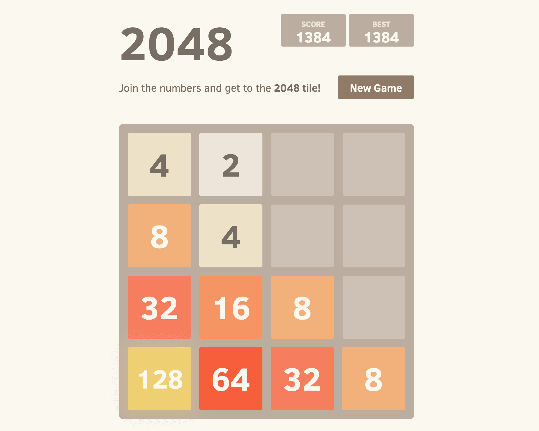 2048 screenshot 1